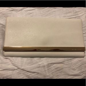 Michale Kors “Tilda” white saffiano clutch